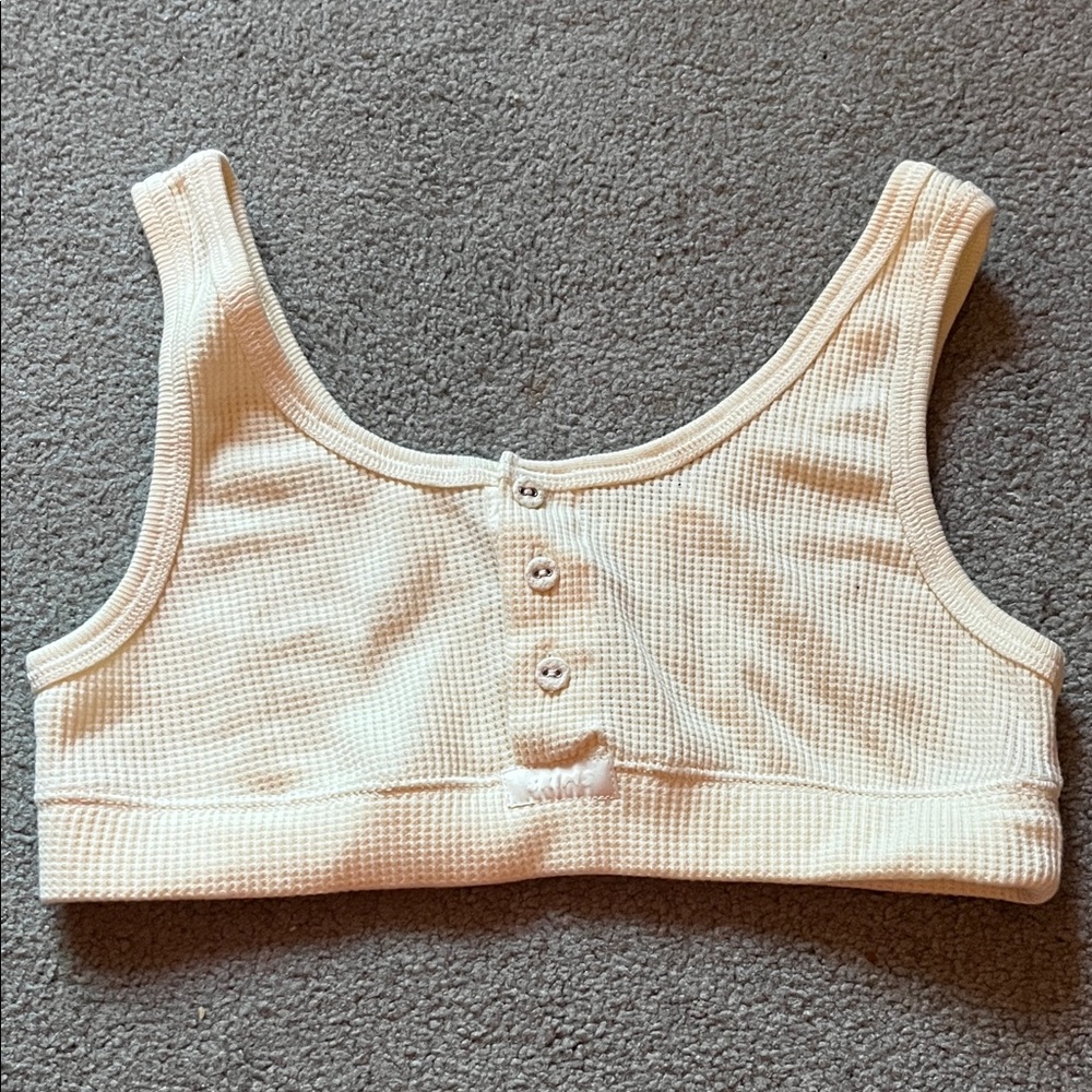 SKIMS Cream Ribbed Button-Front Bralette Top